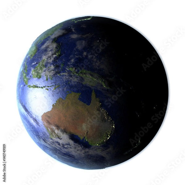 Fototapeta Australia on Earth isolated on white