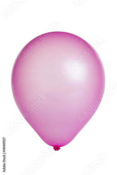 Fototapeta Single pink balloon isolated on white.