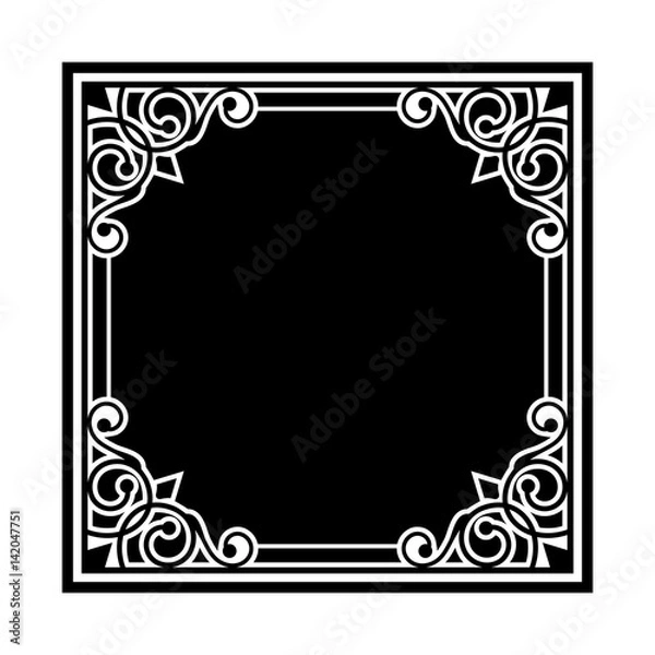 Fototapeta black frame with vintage ornament