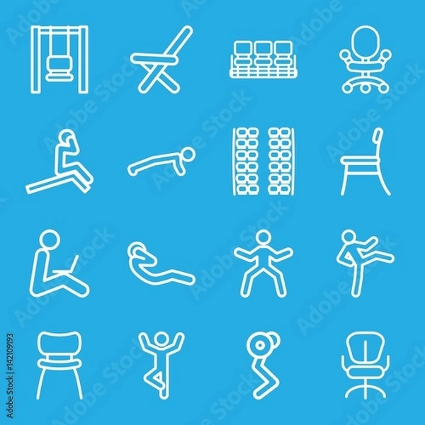 Fototapeta Set of 16 sit outline icons