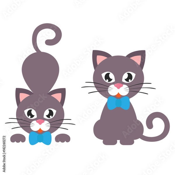 Obraz cartoon cat with tie set