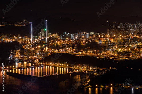 Fototapeta 香港のコンテナターミナル夜景