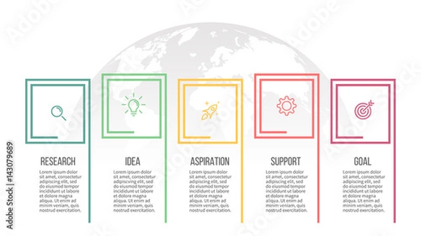 Fototapeta Business infographics. Presentation with 5 options, sections.