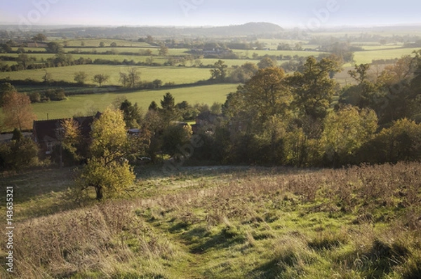 Fototapeta england the midlands worcestershire the view from st mary the virgin church hanbury village over countryside. this is the setting for the village of ambridge featured in the radio serial the archers