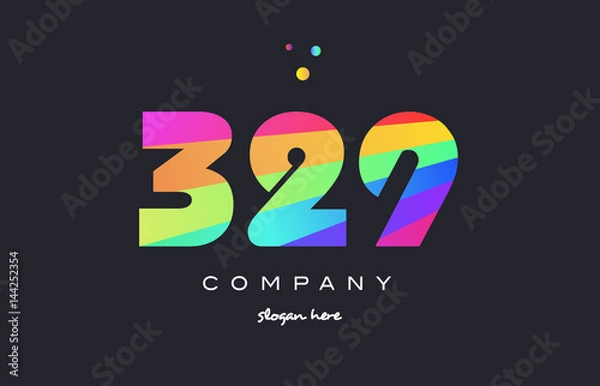 Fototapeta 329 colored rainbow creative number digit numeral logo icon