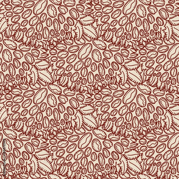 Fototapeta Coffee bean seamless pattern