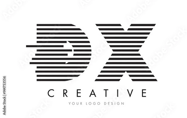 Fototapeta DX D X Zebra Letter Logo Design with Black and White Stripes