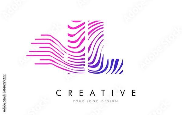 Fototapeta IL I L Zebra Lines Letter Logo Design with Magenta Colors