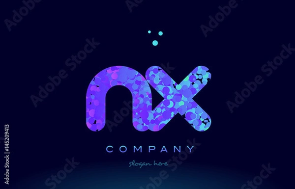 Fototapeta nx n x bubble circle dots pink blue alphabet letter logo icon vector