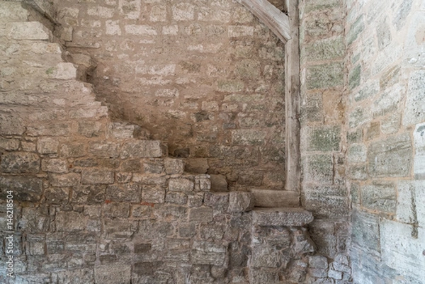 Fototapeta Treppenaufgang in mittelalterlichem Wachturm in Rothenburg ob der Tauber