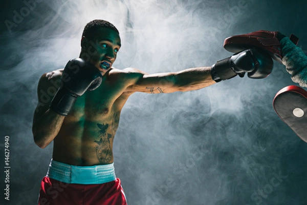 Fototapeta Afro american male boxer.