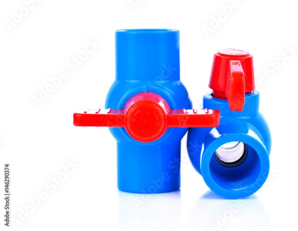 Fototapeta Plastic water pipe on white background