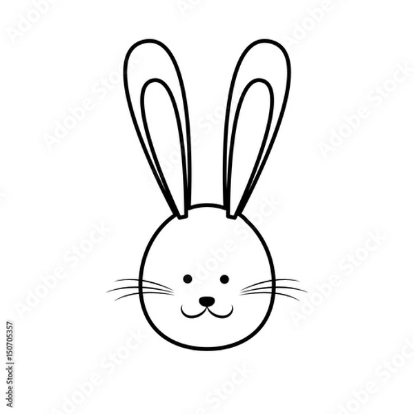 Fototapeta cute easter bunny face line vector illustration