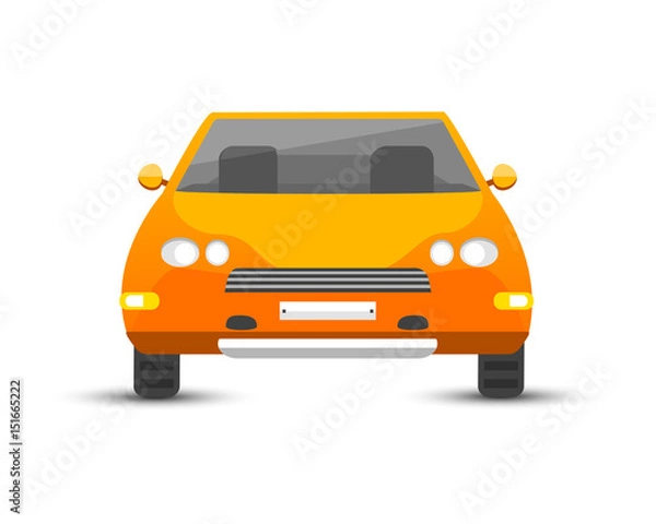 Fototapeta Flat yellow car vehicle type design style vector generic classic business illustration isolated.