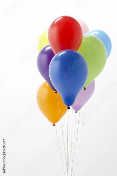 Fototapeta Colorful Party Balloons Against White Background