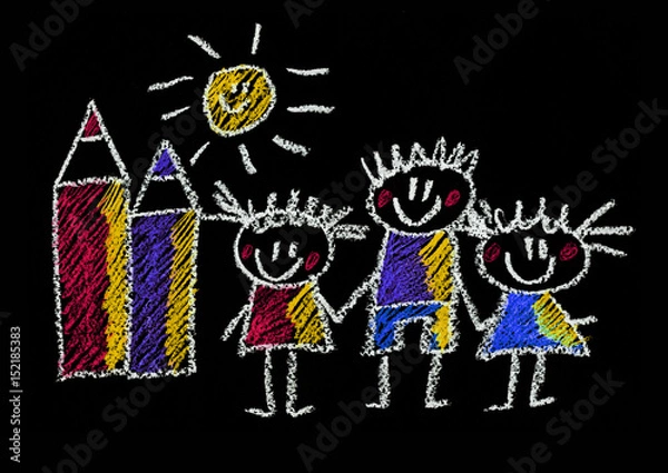 Fototapeta Kids drawing Back to school Children education, school, kindergarten Play Study Learn Boys and Girls