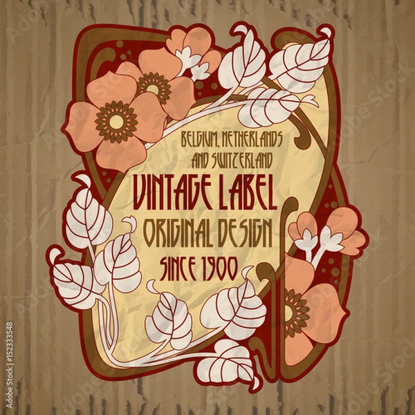 Fototapeta vector vintage items: label Art Nouveau