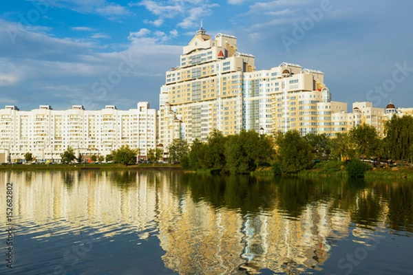 Fototapeta High rise apartment house on Svislach river