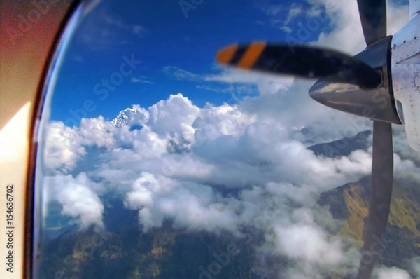 Fototapeta View of Himalayas mountains from the plane