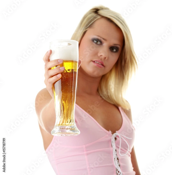 Obraz Young atractive blonde and beer