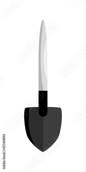 Fototapeta Shovel isolated icon in flat design. Gardening instrument, agriculture hand tool vector illustration.