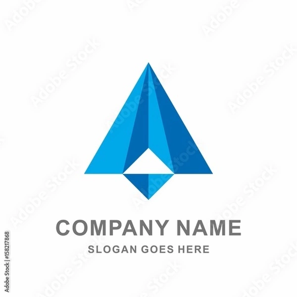 Fototapeta Geometric Triangle Pyramid Arrow Paper Plane Architecture Interior Building Business Company Stock Vector Logo Design Template