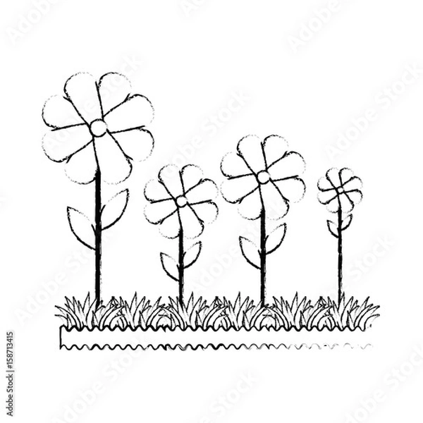 Fototapeta Beautiful flowers gardening icon vector illustration graphic design