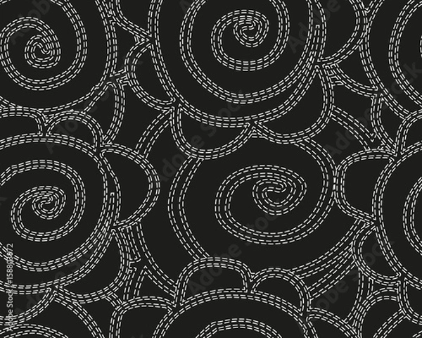 Fototapeta seamless black and white floral pattern