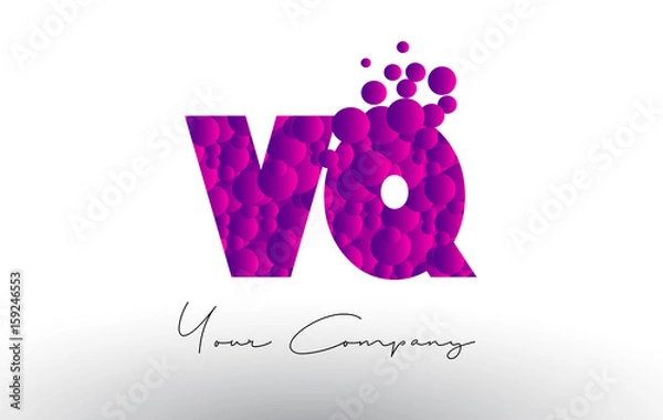 Obraz VQ V Q Dots Letter Logo with Purple Bubbles Texture.