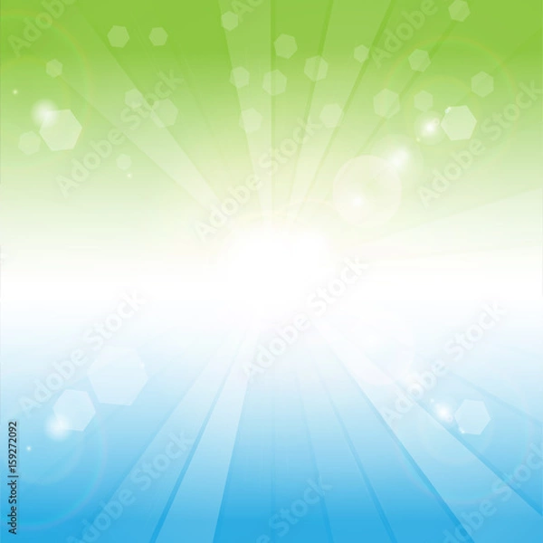 Fototapeta Vector illustration of summer abstract green and blue colors background