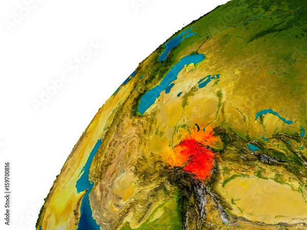 Fototapeta Tajikistan on globe