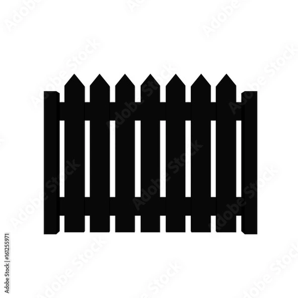 Fototapeta Isolated fence section silhouette on white background