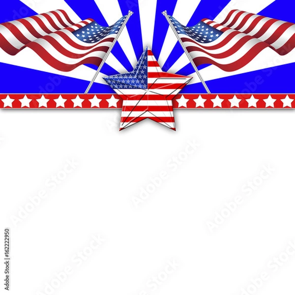 Fototapeta Template, usable for Labor Day and 4th of July, beautiful background Blue, white and red colors, stars designed with american flag on surface. Blank space, copy space.