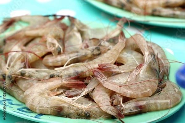 Fototapeta fresh shrimp at the market