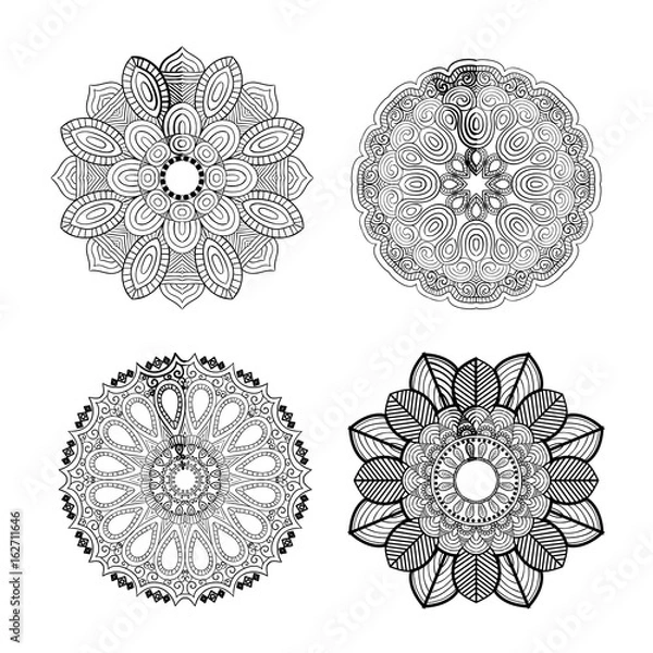 Fototapeta Beautiful mandala desing flower design indian vector icon