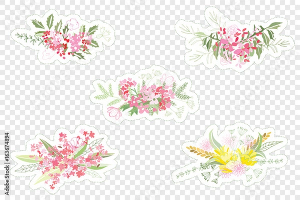 Fototapeta Vintage romantic vector of fashionable bouquets of flowers.