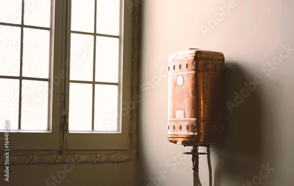 Fototapeta Old vintage toilet with window in Small Bathroom