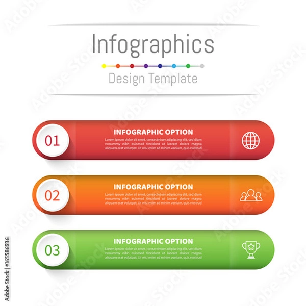 Fototapeta Infographic design elements for your business with 3 options, parts, steps or processes, Vector Illustration.