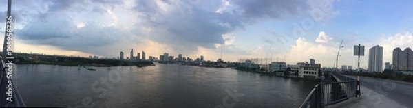 Fototapeta A panoramic view of Ho Chi Min from one of the bridges