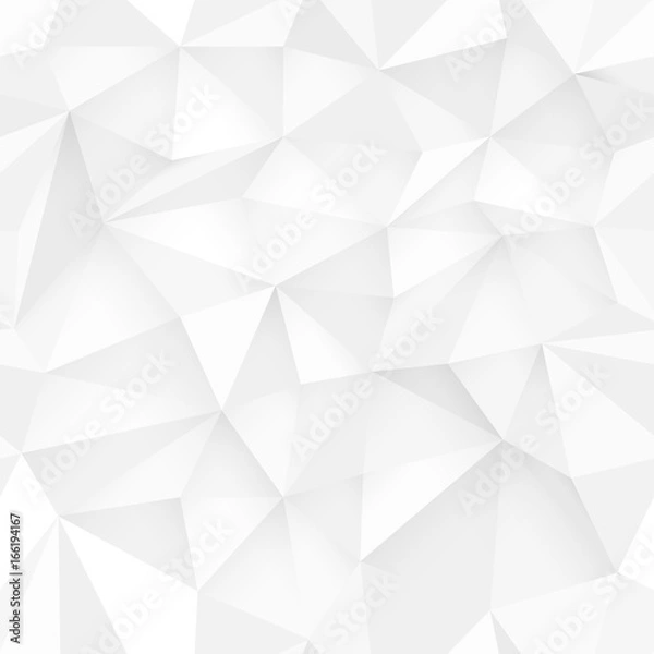 Fototapeta White 3D triangle pattern, seamless vector. White design texture. White Low Poly Pattern Background