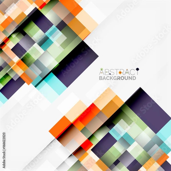 Obraz Abstract blocks template design background, simple geometric shapes on white, straight lines and rectangles