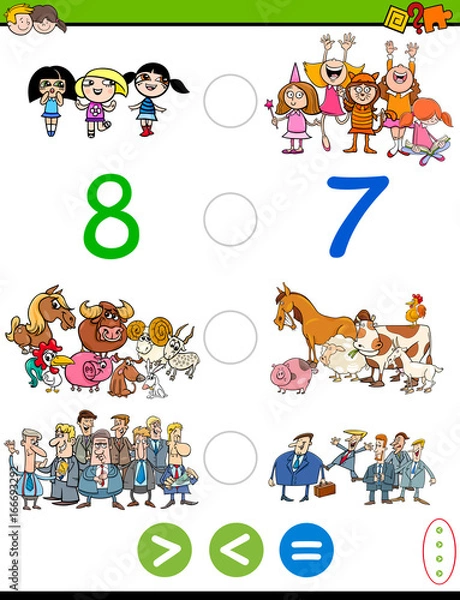 Fototapeta cartoon greater less or equal game