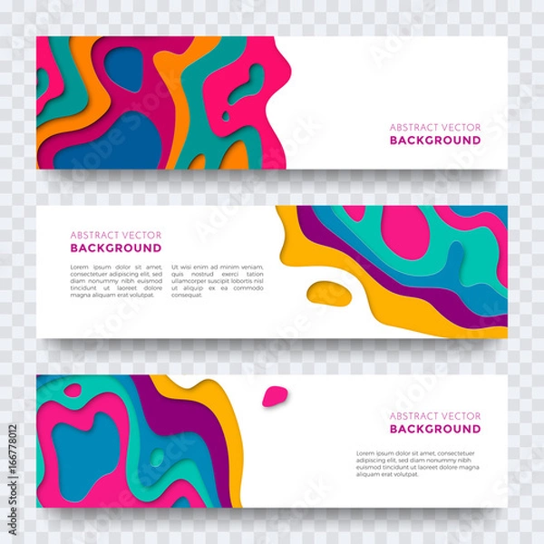 Fototapeta Banner color abstract multi gradient color vector layers effect pattern paper cut