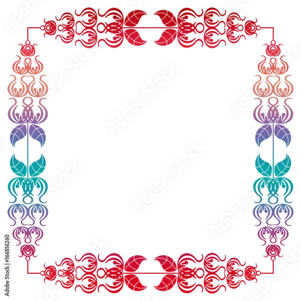 Fototapeta Beautiful gradient frame. Color silhouette frame for advertisements, wedding and other invitations or greeting cards. Raster clip art.