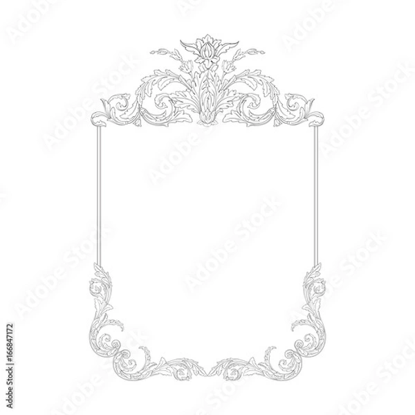 Fototapeta Vintage baroque frame scroll ornament 