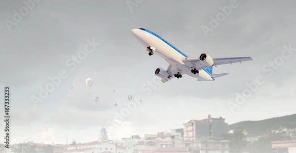 Fototapeta Airliner in sky. Mixed media