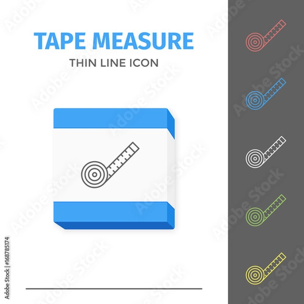 Fototapeta Simple line stroked tape measure vector icon