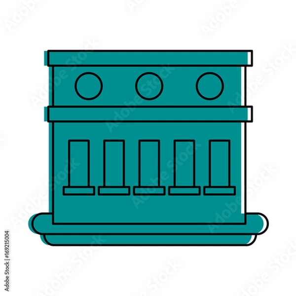 Fototapeta Teal monocromatic building design over white background vector illustration