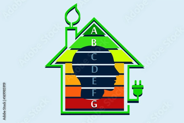 Obraz Energy efficient house concept with classification graph inside