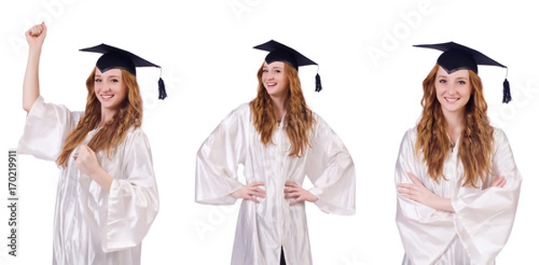 Fototapeta Woman student isolated on white